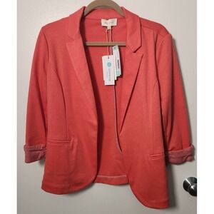Skies Are Blue NWT Asa Knit Blazer Women's Orange 3/4 Sleeve Medium Stitch Fix